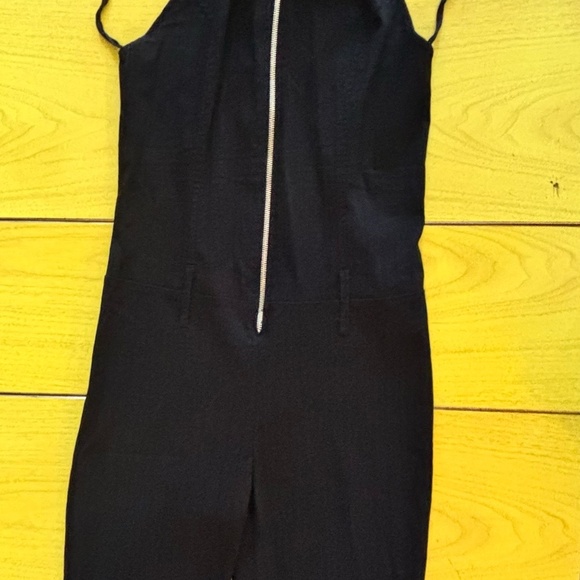 Vintage y2k 90 zip up halter jumpsuit black flared ACCEPTING OFFERS - Picture 4 of 7